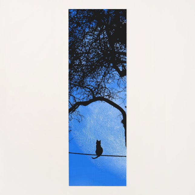 Cat on a Wire Blue Moon Yoga Mat (Front)
