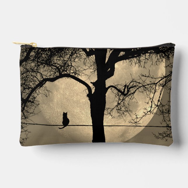 Cat on a Wire Full Moon Accessory Pouch (Front)