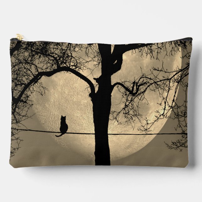 Cat on a Wire Full Moon Accessory Pouch (Front)