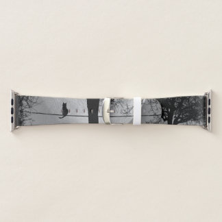Cat on a Wire Full Moon Apple Watch Band