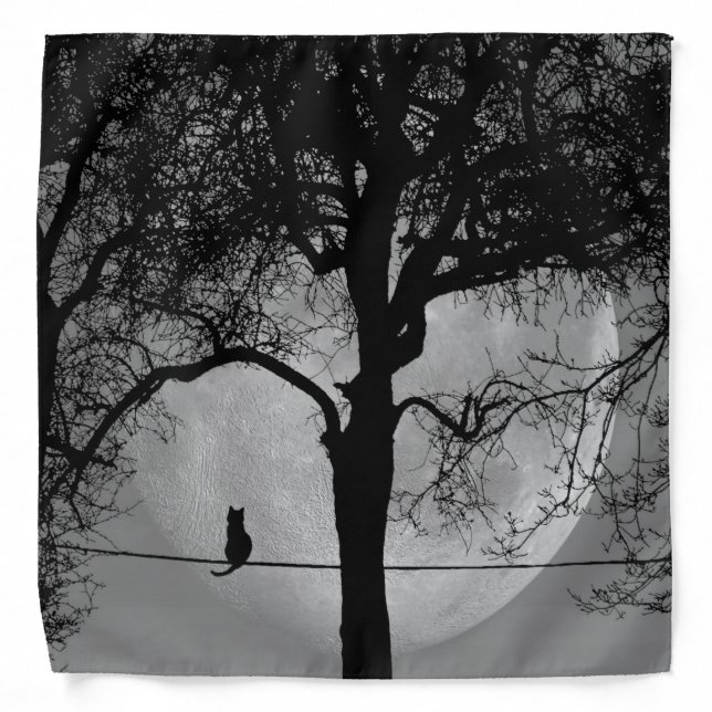 Cat on a Wire Full Moon Bandana (Front)