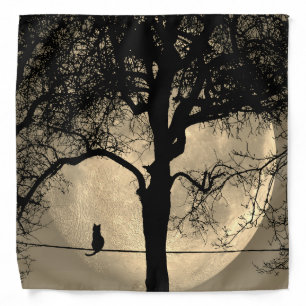 Cat on a Wire Full Moon Bandana