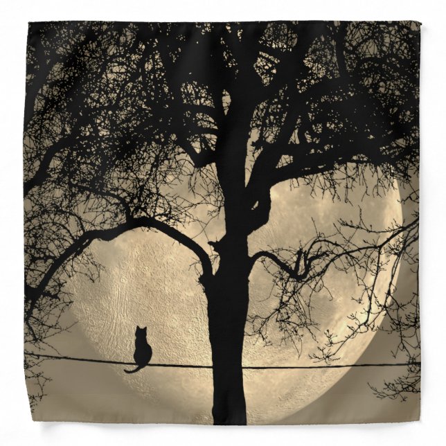Cat on a Wire Full Moon Bandana (Front)