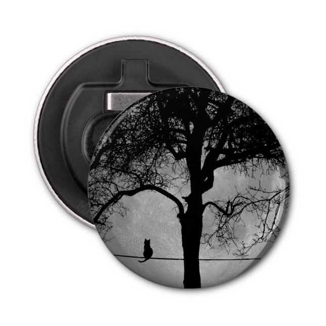 Cat on a Wire Full Moon Bottle Opener (Front)