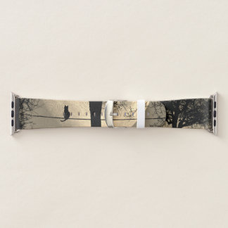 Cat on a Wire Full Moon Brown Apple Watch Band