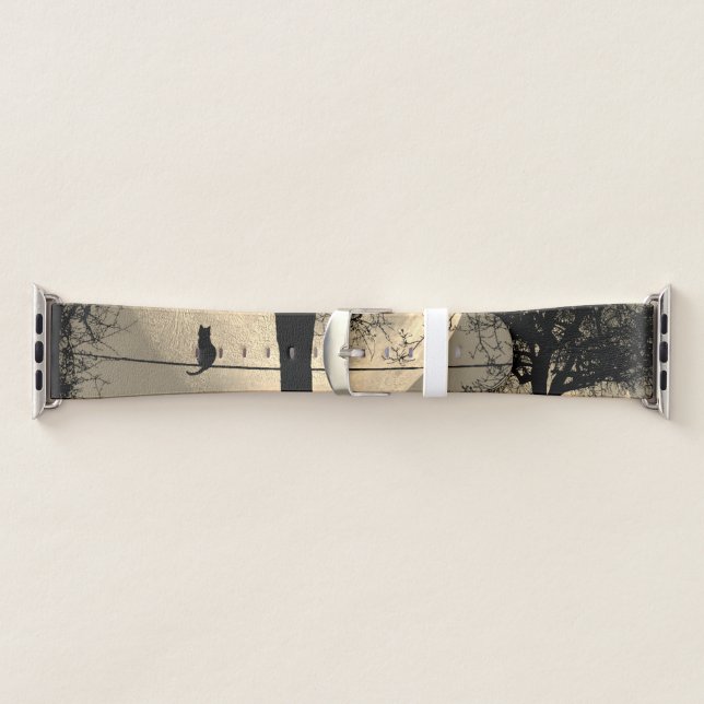 Cat on a Wire Full Moon Brown Apple Watch Band (Band)