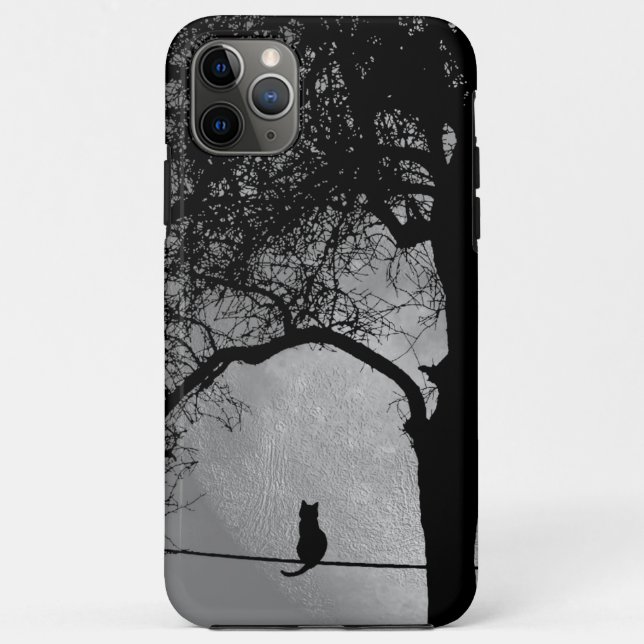 Cat on a Wire Full Moon Case-Mate iPhone Case (Back)