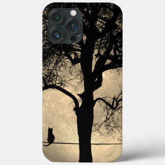 Cat on a Wire Full Moon iPhone 13 Pro Max Case