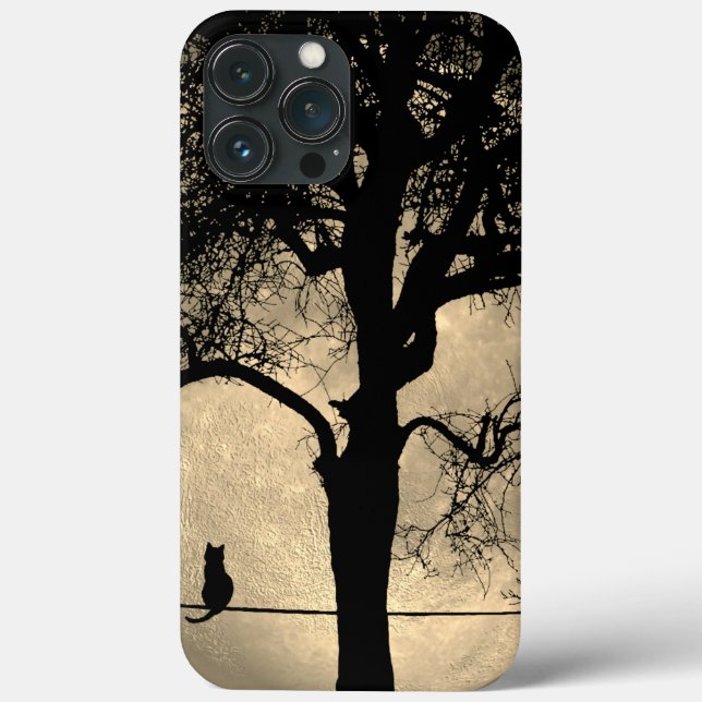 Cat on a Wire Full Moon Case-Mate iPhone Case (Back)