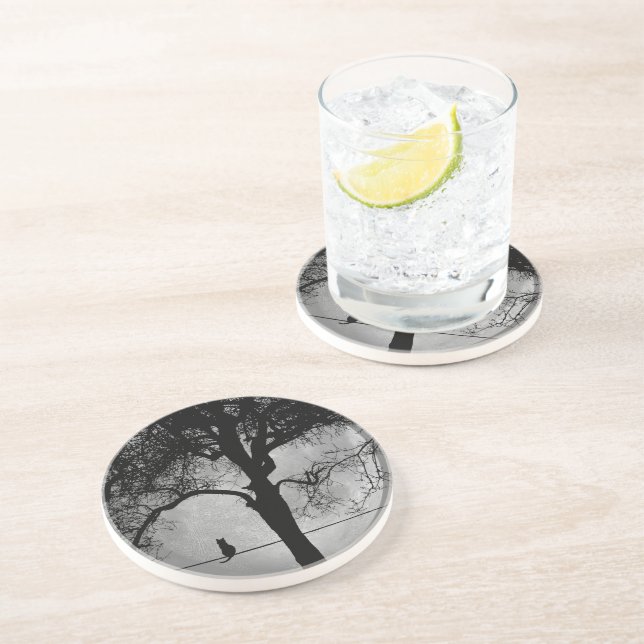 Cat on a Wire Full Moon Coaster (Side)