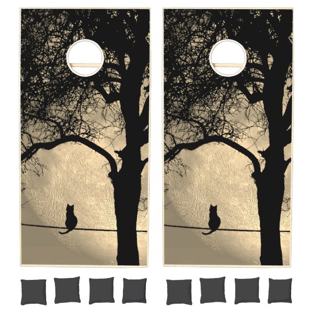 Cat on a Wire Full Moon Cornhole Set (Set)