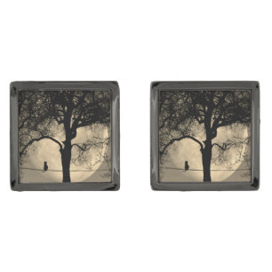 Cat on a Wire Full Moon Cufflinks