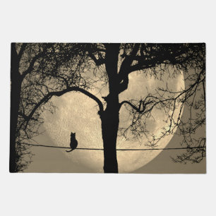 Cat on a Wire Full Moon Doormat
