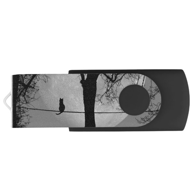 Cat on a Wire Full Moon Flash Drive (Back)