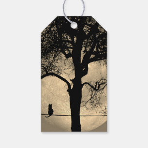 Cat on a Wire Full Moon Gift Tags