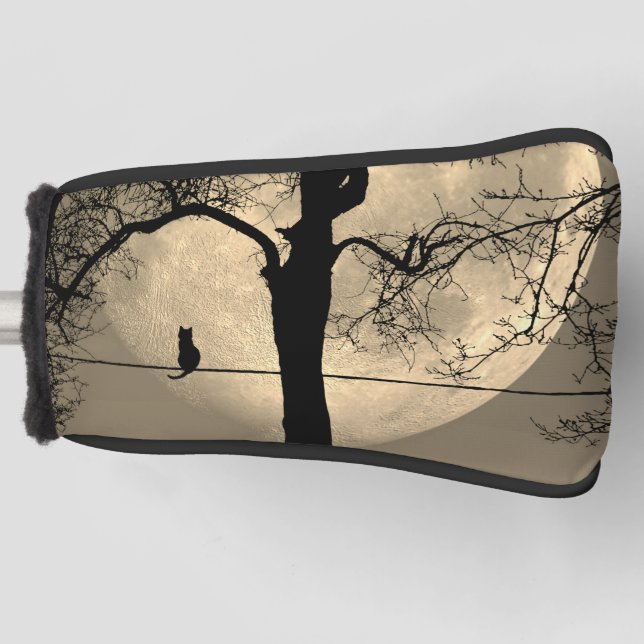 Cat on a Wire Full Moon Golf Head Cover (Front)