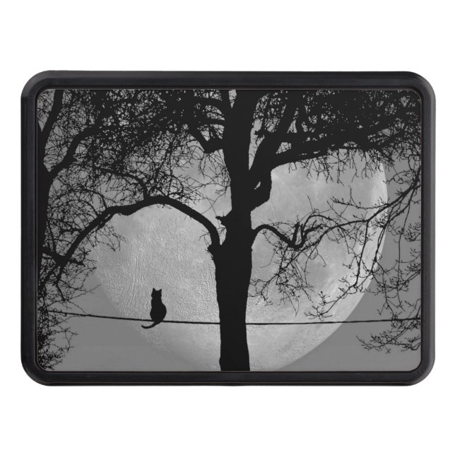 Cat on a Wire Full Moon Hitch Cover (Front)