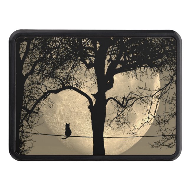 Cat on a Wire Full Moon Hitch Cover (Front)