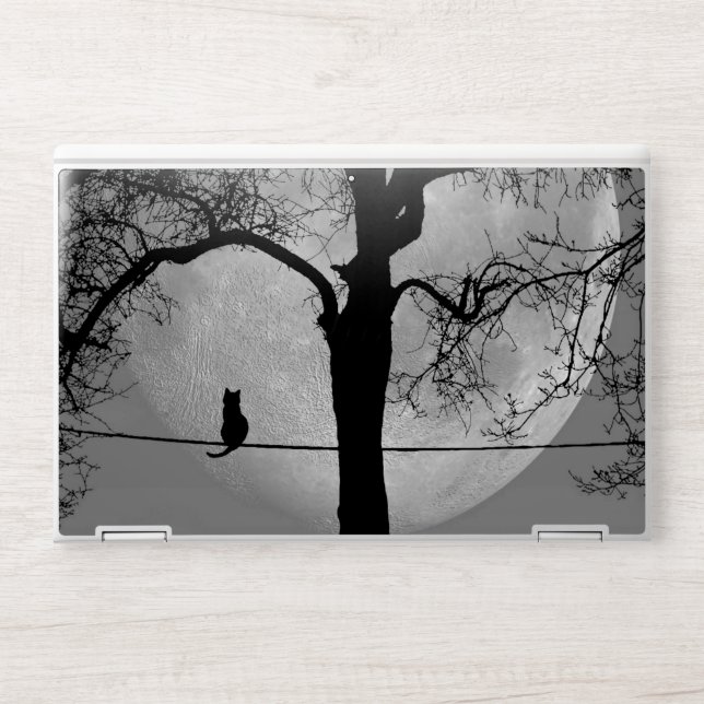 Cat on a Wire Full Moon HP Laptop Skin (Front)