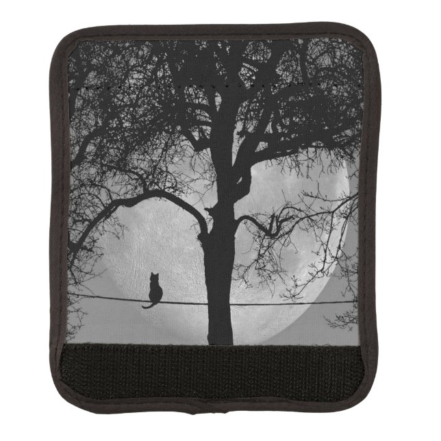 Cat on a Wire Full Moon Luggage Handle Wrap (Front)
