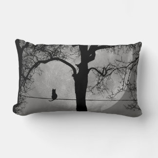 Cat on a Wire Full Moon Lumbar Pillow