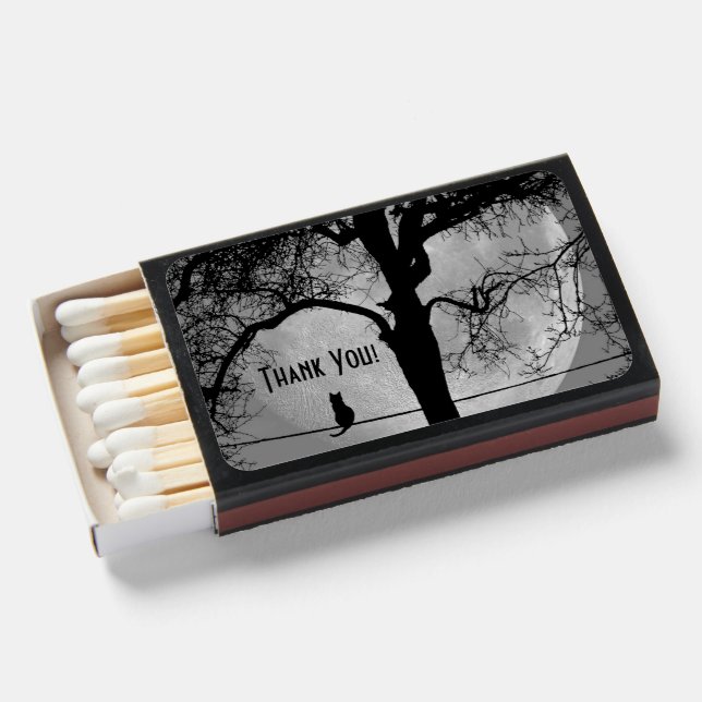 Cat on a Wire Full Moon Matchboxes (Front Open)