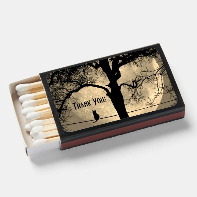 Cat on a Wire Full Moon Matchboxes (Front Open)