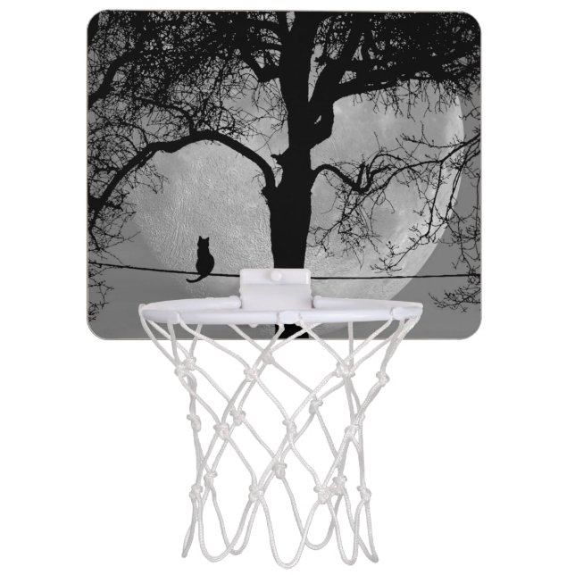 Cat on a Wire Full Moon Mini Basketball Hoop (Front)