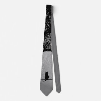 Cat on a Wire Full Moon Neck Tie