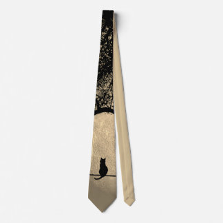 Cat on a Wire Full Moon Neck Tie