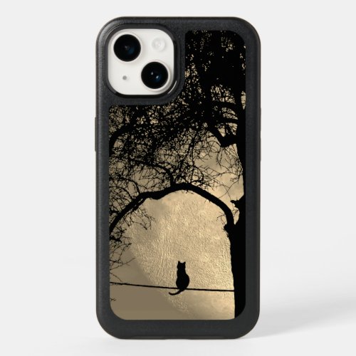 Cat on a Wire Full Moon OtterBox iPhone 14 Case
