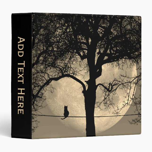 Cat on a Wire Full Moon Personal 3 Ring Binder (Front/Spine)