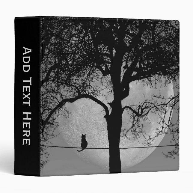 Cat on a Wire Full Moon Personal 3 Ring Binder (Front/Spine)