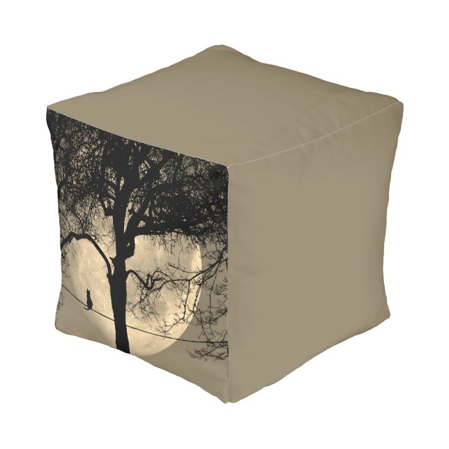 Cat on a Wire Full Moon Pouf (Angled Back)