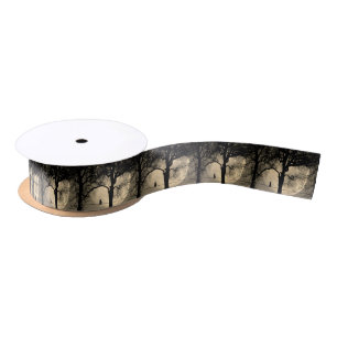 Cat on a Wire Full Moon Satin Ribbon