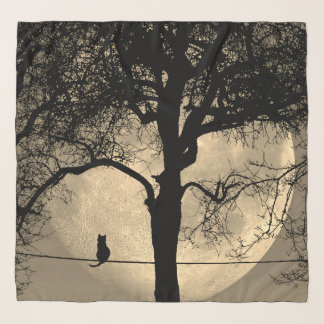 Cat on a Wire Full Moon Scarf