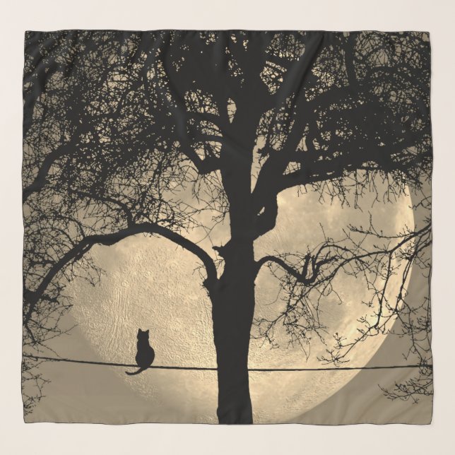 Cat on a Wire Full Moon Scarf (Front)