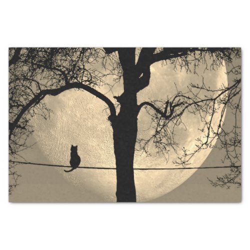 Cat on a Wire Full Moon Tissue Paper