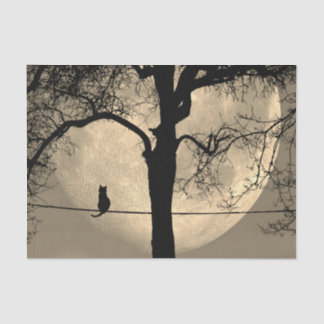Cat on a Wire Full Moon Tissue Paper