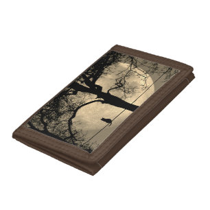 Cat on a Wire Full Moon Trifold Wallet