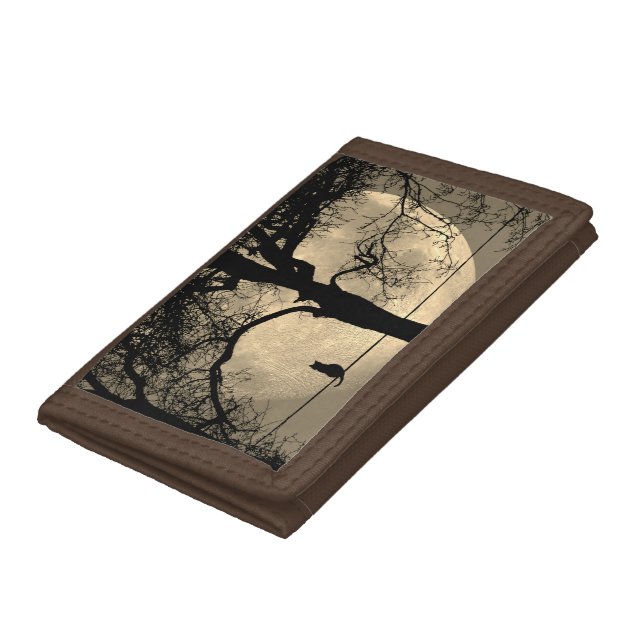 Cat on a Wire Full Moon Trifold Wallet (Bottom)