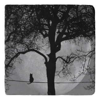 Cat on a Wire Full Moon Trivet