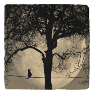 Cat on a Wire Full Moon Trivet