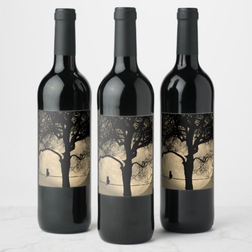 Cat on a Wire Full Moon Wine Label