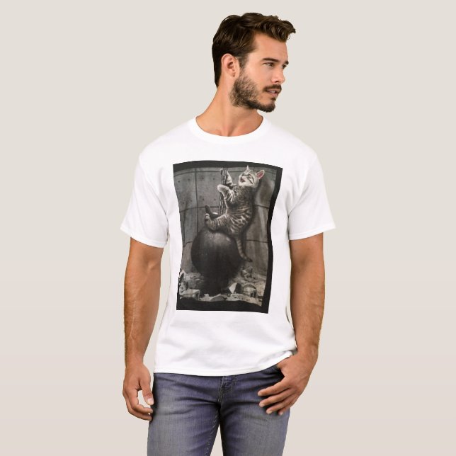cat on a wrecking ball T-Shirt (Front Full)