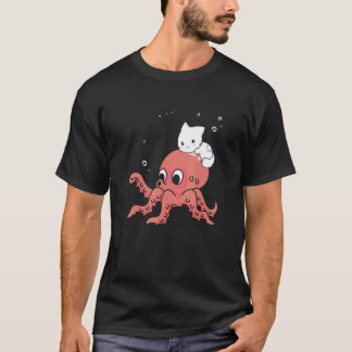 Cat on an Octopus Cute Ocean Kids' Design T-Shirt