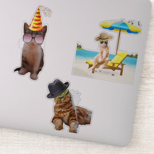 Cat On Beach Sticker (Detail)