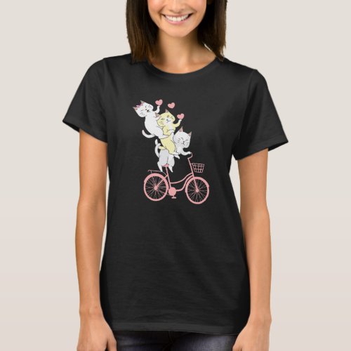 Cat On Bike A Bicycle Riding Cute Cat And Biker T_Shirt
