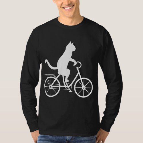 Cat On Bike Cool Biking Kitty Animals Funny Riding T_Shirt