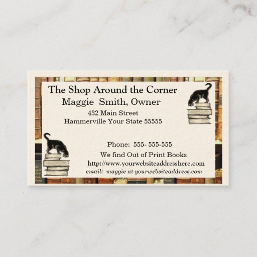 Customizable Cat on Books Business card